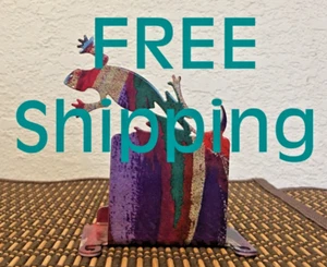 CLEARANCE *LAZART Gecko Lizard Laser Cut Steel ~ Southwestern Style 3-1/2" x 3" - Picture 1 of 7