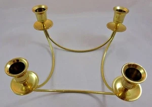 Brass Quartet 4 Candle Holder Candelabra Heavy Metal Centerpiece - Picture 1 of 6