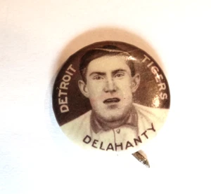 1910 - 1912 Sweet Caporal Cigarettes Jim Delahanty Detroit Tigers Baseball Pin - Picture 1 of 4
