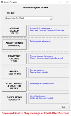 Epson Service Program Stylus Pro 7700 7700M  WT7900 7890 7900 9700 9890 9900 - Image 1 of 3