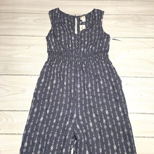 NWT Japna Juniors Sleeveless Boho Hippie Jumpsuit Blue & White Cropped Sz M - Picture 1 of 11