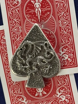 Poker Card Guard protector,ACE of DRAGONS 3 Handmade sterling silver chromestyle - Image 1 of 4