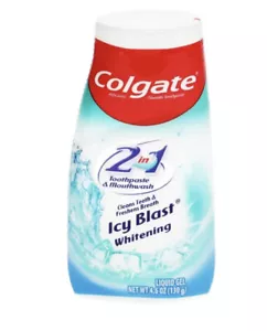 COLGATE 2 IN 1 TOOTHPASTE & MOUTHWASH ICY BLAST GEL 4.6oz - Picture 1 of 1