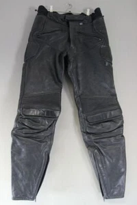BELSTAFF BLACK LEATHER BIKER TROUSERS WITH CE KNEE ARMOUR WAIST 30/LEG 30" SMALL - Picture 1 of 4