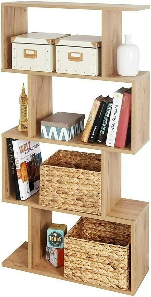 Wooden Bookcase, Display Shelf and Room Divider, Free-Standing Decorative 4-Tier - Image 1 of 4