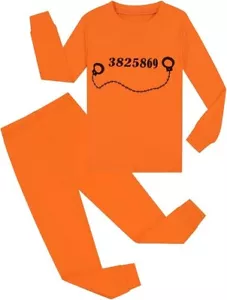 Unisex 2-piece Prisoner Long Sleeve Halloween Cotton Pjs Size 3T (2-3Y) Orange - Picture 1 of 6
