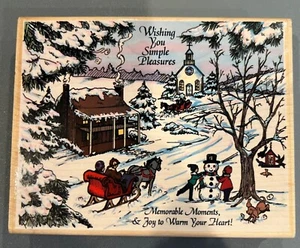 STAMPABILITIES 'Winter Wish' grande timbro in gomma montato su legno vintage Natale - Foto 1 di 7