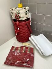 Longaberger Red Beverage / Wine Tote Basket, Chilling Pack, Protector, 2 Liners