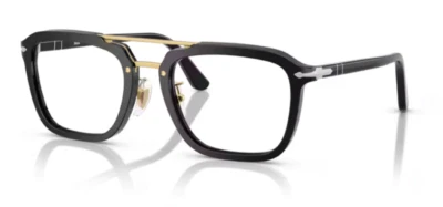 Anteojos cuadrados suaves negros/dorados Persol 0PO 0204V 95 para hombre Foto 1 de 4