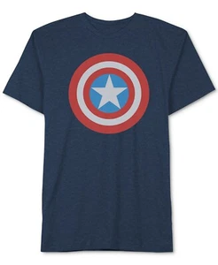 $37 Marvel Mens Blue Short-Sleeve Captain America Graphic Crew-Neck T-Shirt L - Picture 1 of 1