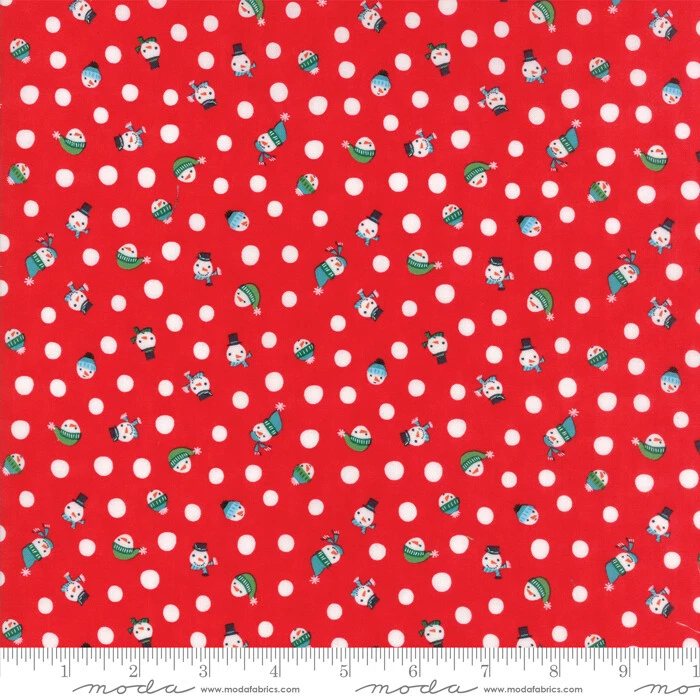 The North Pole 20585-12 Moda Frosty the Snowman dots on red fabric ~By The Yard - Image 1 of 1