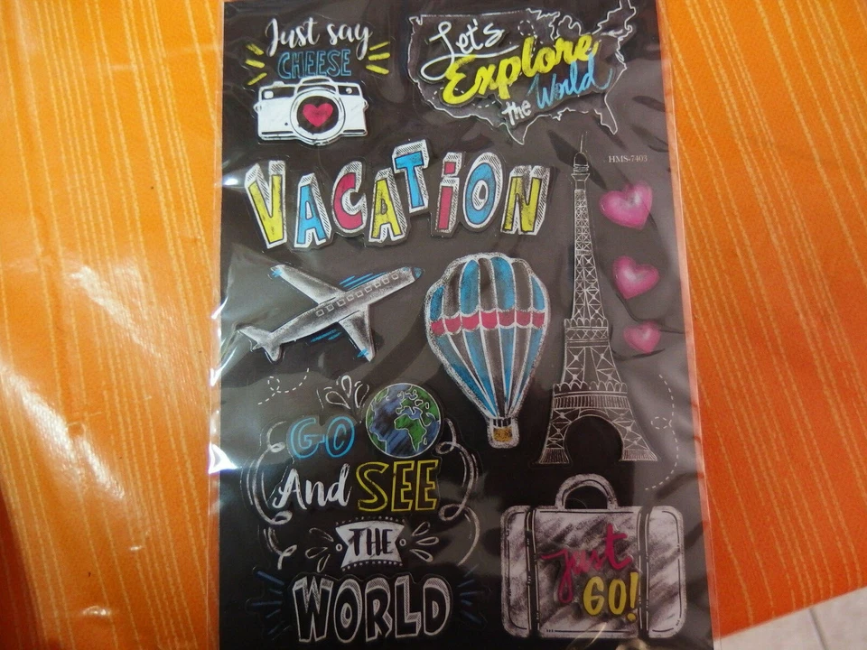 Hobby Fun - 3D Sticker Reise III - Eiffelturm, Flugzeug, Koffer, Heißluftballon - Bild 1 von 1