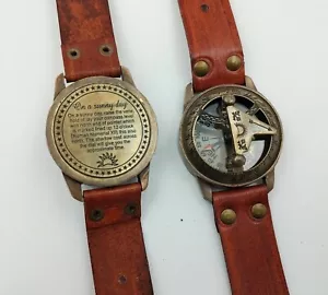 Orologio da polso in ottone meridiana bussola in pelle nautica regali perfetti FLIS - Foto 1 di 4