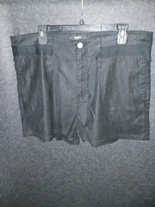 Hudson Womens Black Paper Bag Shorts 29 Linen Lyocell Spandex Tie Waist Pockets - Picture 1 of 7
