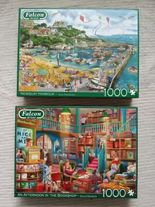 2 Puzzles je 1000 Teile - Newquay Harbour/Bookshop - Falcon de luxe - Bild 1 von 3