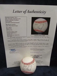 Baseball Jack Buck (morto nel 2002) & Lou Brock autografato ONL (bianco) - completo JSA LOA - Foto 1 di 11