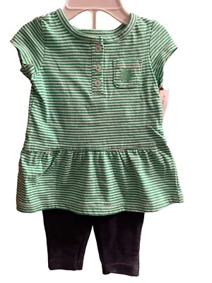 NEW BABY Girl Irish Set 6M Green Shamrock Shirt Soft Pants NWT $24 St. Patrick - Image 1 of 4
