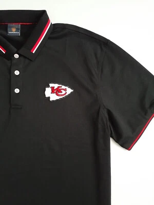 Kansas City Chiefs KC Hombres Dri Fit Polo L Negro Rojo Blanco Rayas NUEVO Foto 1 de 4