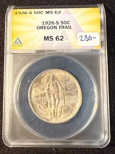 1926 S OREGON TRAIL COMMEMORATIVE HALF DOLLAR ANACS MS 62 - Picture 1 of 4