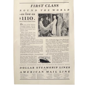 Vintage 1930 Dollar Steamship Lines Round the Worls - Imagen 1 de 4