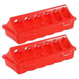 Quail Feeders No Waste 6 Slots Chicken Feeder 2PCS Chick Feeder Trough for Poult - Picture 1 of 12