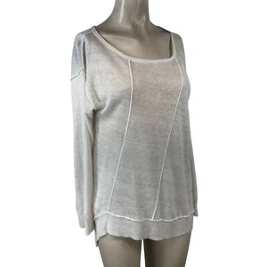 EILEEN FISHER - WOMEN'S SMALL - WHITE LONG SLEEVE 100% ORGANIC LINEN TOP SHEER - Picture 1 of 7