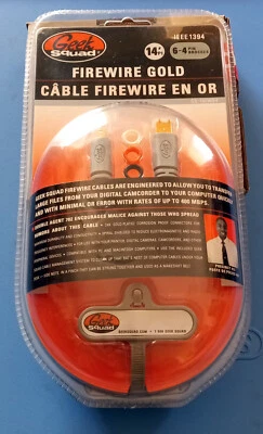 Geek Squad Firewire 24k Gold Cable 14' Feet 6-pin IEEE 1394 GS-14FW64  BRAND NEW - Image 1 of 4