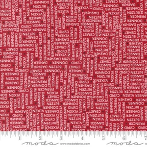 Moda Fabric - On Dasher The Herd Red Text & Words - Sold by 1/2 Yard - Picture 1 of 1