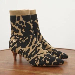 Louise Et Cie Womens Vachel Ankle Boots Kitten Heel Leopard Knit Pointed Toe 5.5 - Picture 1 of 9