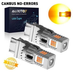 2x Auxito LED Canbus 3157 Turn Signal Light Bulb Amber Yellow No Hyper Flash Kit - Picture 1 of 8