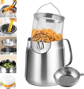 68Oz Stainless Steel Oil Filter Clad Pot Bacon Grease Container with Strainer - Picture 1 of 1