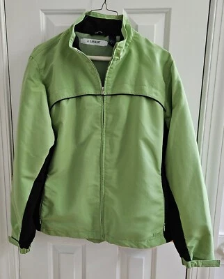 Izod Womens Green Navy Windbreaker Jacket Front Vent Zip Pocket Mesh Lining Sz L - Image 1 of 4