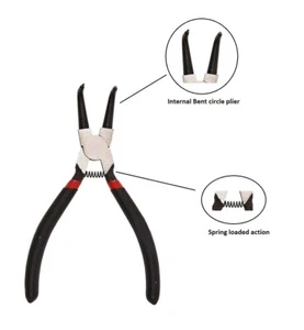 Internal bent circlip plier – Heat-Treated Steel Spring-Loaded Mechanism – 6inch - Picture 1 of 6