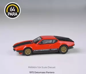 1/64 De Tomaso Pantera Luces Abajo (RHD) Rojo/Blk 1972 Modelo Coche Paragon PA-65644 - Imagen 1 de 3