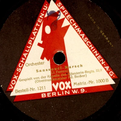 MUSIKKORPS INF.REGT.III/9  Sanssouci Marsch / Hoch Heidecksburg    78rpm   S5316 - Bild 1 von 2