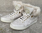 Gucci Beige Leather Sneakers Fur Trim Gg Logo Authentic 365 Size 65 7 Womens