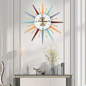 Reloj de Pared 56CM Vintage Sunburst Colorido 3D Hueco Metal Grande Reloj de Pared Decoración - Imagen 1 de 13