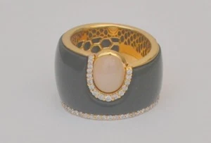 gold ring 18k woman diamond band ring preowned size 6.5 Etho Maria LH28881 R4 - Picture 1 of 9