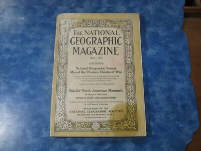 ANTIQUE NATIONAL GEOGRAPHIC May 1918 SMALLER N.A. MAMMALS Western Theatre of Wa Foto 1 de 4