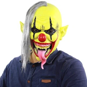 Green Clown with Hair Scary Halloween Horror Costume Party Props - Picture 1 of 6
