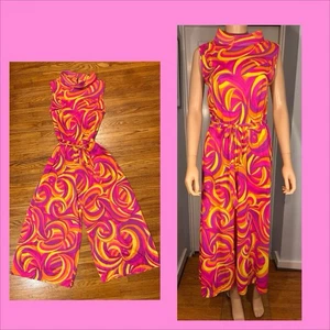 70's Vintage Jumpsuit Super Wide Leg Retro Funky Psychedelic Sears Label - Picture 1 of 17