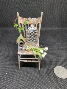 Miniature Dollhouse Chair Painted by Sandra Manning in the style of  Bastin - Picture 1 of 8