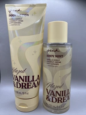 Victoria’s Secret PINK Glazed Vanilla&Dreamy 8oz Body Mist & Body Lotion Set New - Image 1 of 4