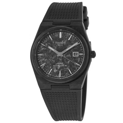 New Tissot PRX Powermatic 80 Black Dial Rubber Men's Watch T137.907.97.201.00 - image 1 of 4