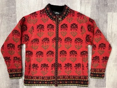 Исландский дизайн свитер женщин большой с подкладкой шерстяная смесь кардиган полный молнии карманы - Изображение 1 из 4