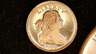 MINIATURE COIN 1796 DRAPED BUST ONE CENT PROOF LIKE COPPER - Image 1 of 2