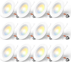 Amico 5/6 inch 5CCT LED Recessed Lighting 12 Pack, Dimmable, Damp Rated, 12.5... - Picture 1 of 6