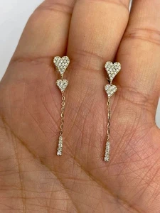 Pendientes colgantes/gotas de moissanita real de 2,00 quilates enchapados en oro amarillo de 14 quilates - Imagen 1 de 7