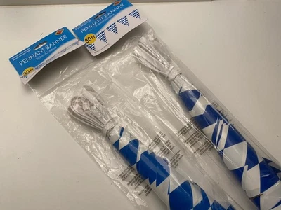 Lote 2 Banderines Beistle Oktoberfest Fiesta Blanco/Azul Plástico Interior/Exterior 30' Foto 1 de 3