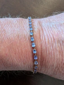 Blue Tanzanite 10K Yellow Gold Bracelet 4.50ctw Size 8" - Picture 1 of 9
